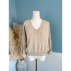 Zara Tan Wool Sweater Size Small V Neck